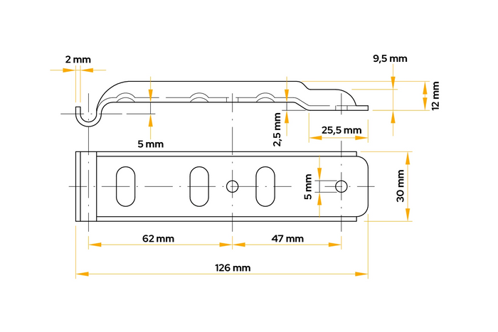 Šoninis kablys su užsegimu UNITRAILER BV 10-1+BVG 10-B pilnas priekabos šoninis uždarymas