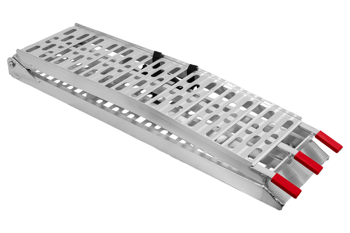 UNITRAILER ALR003 sulankstomos rampos, aliuminio rampos priekaboms, 221 cm, 680 kg, su diržu ir atrama, 2 vnt. komplektas