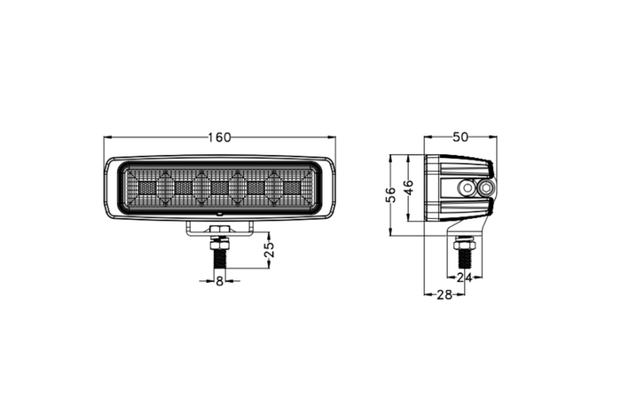 LED darbo žibintas su atšvaitu TT TECHNOLOGY BLACK TT.13445 45xLED 3120lm stačiakampis