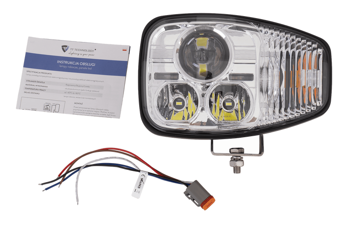 TT Technology TT.16610-L+TT.16610-P LED priekiniai žibintai, 3 funkcijos, 21xLED, 4450lm, kairė ir dešinė, skirti JCB/Cat/Manitou/Volvo/Terex
